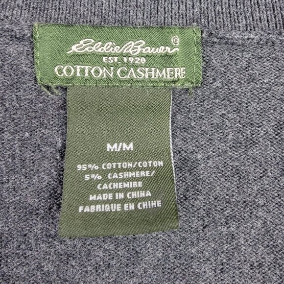 Eddie Bauer Cardigan Sweater Women’s Medium Gray  Cotton Cashmere - Picture 3 of 8
